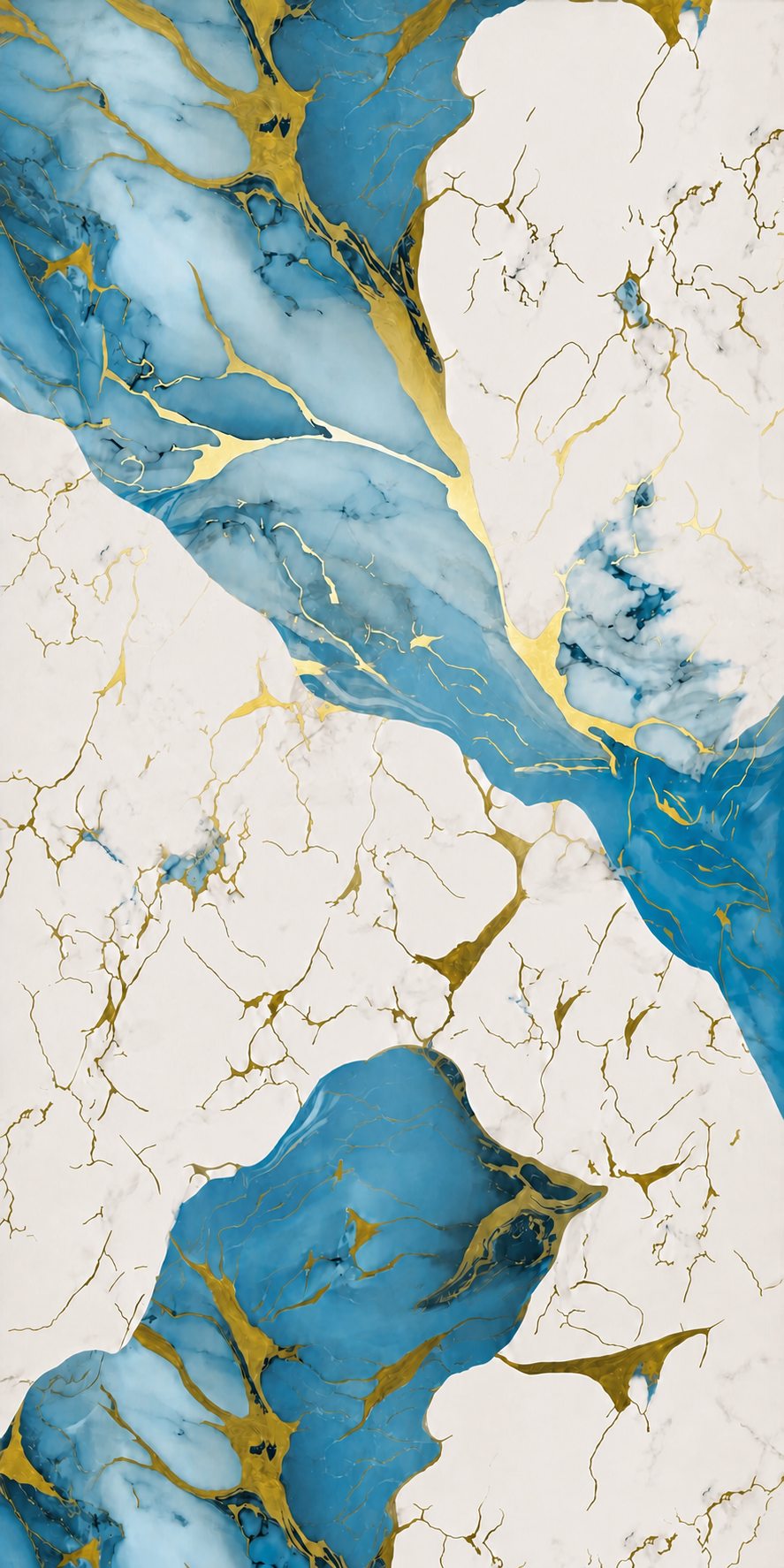 Blue and gold marble-look PVC wall panel
